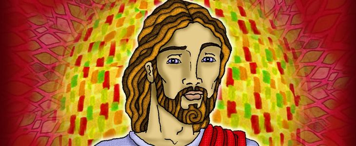 Jesús se acerca, toma el pan y se lo da.