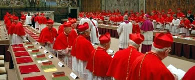 Cardenales en una reunión del Cónclave