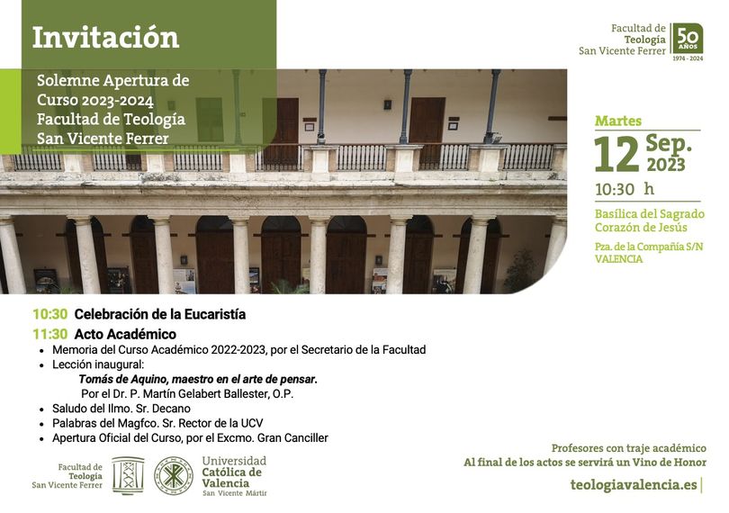Apertura Facultad Teología San Vicente Ferrer 23-24